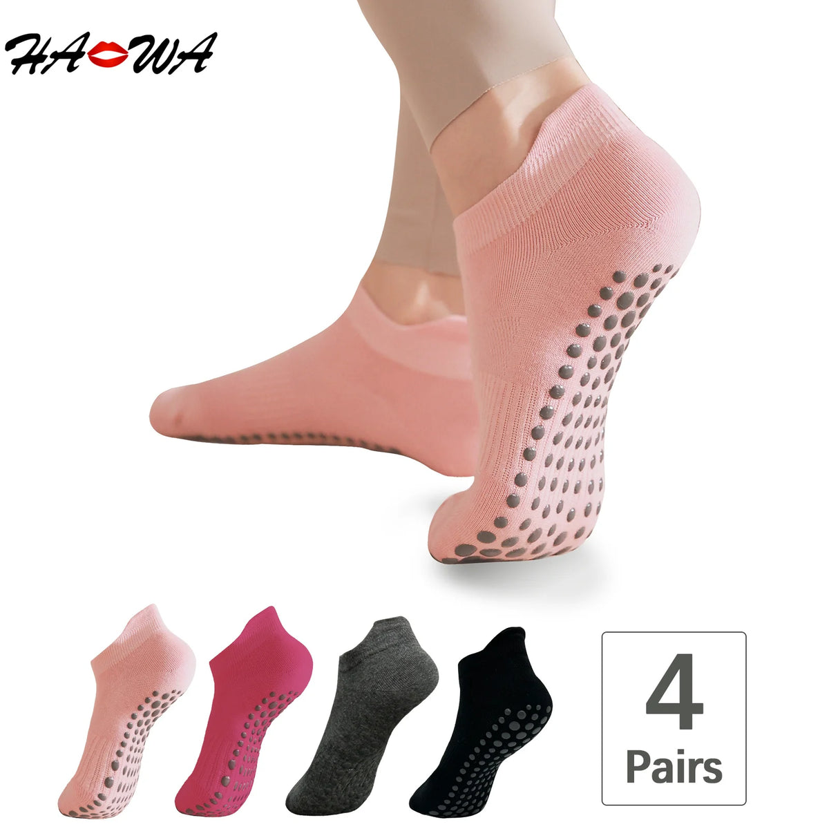 HA WA Women's Non-Slip Yoga Socks