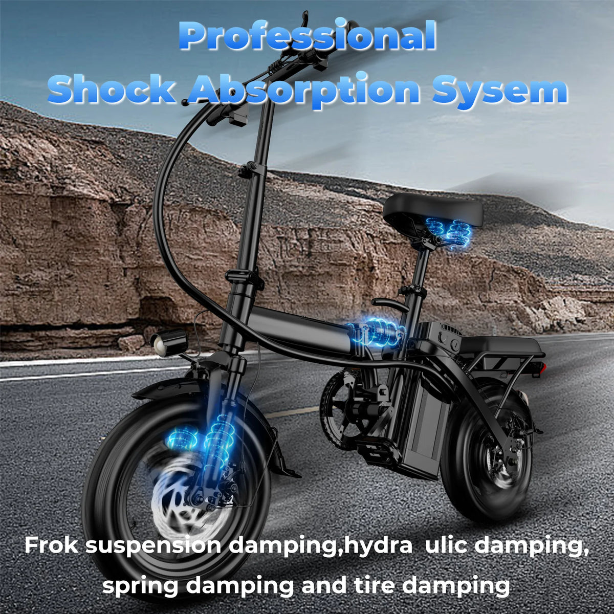 Folding Adult Electric Bike Smooth Ride & Removable Battery