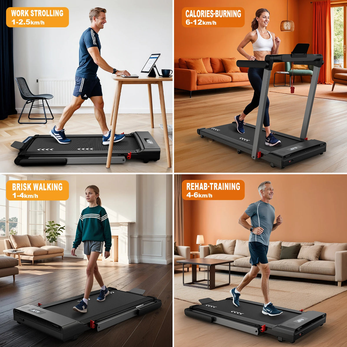 Foldable Home Treadmill: Dual LED & App Compatible