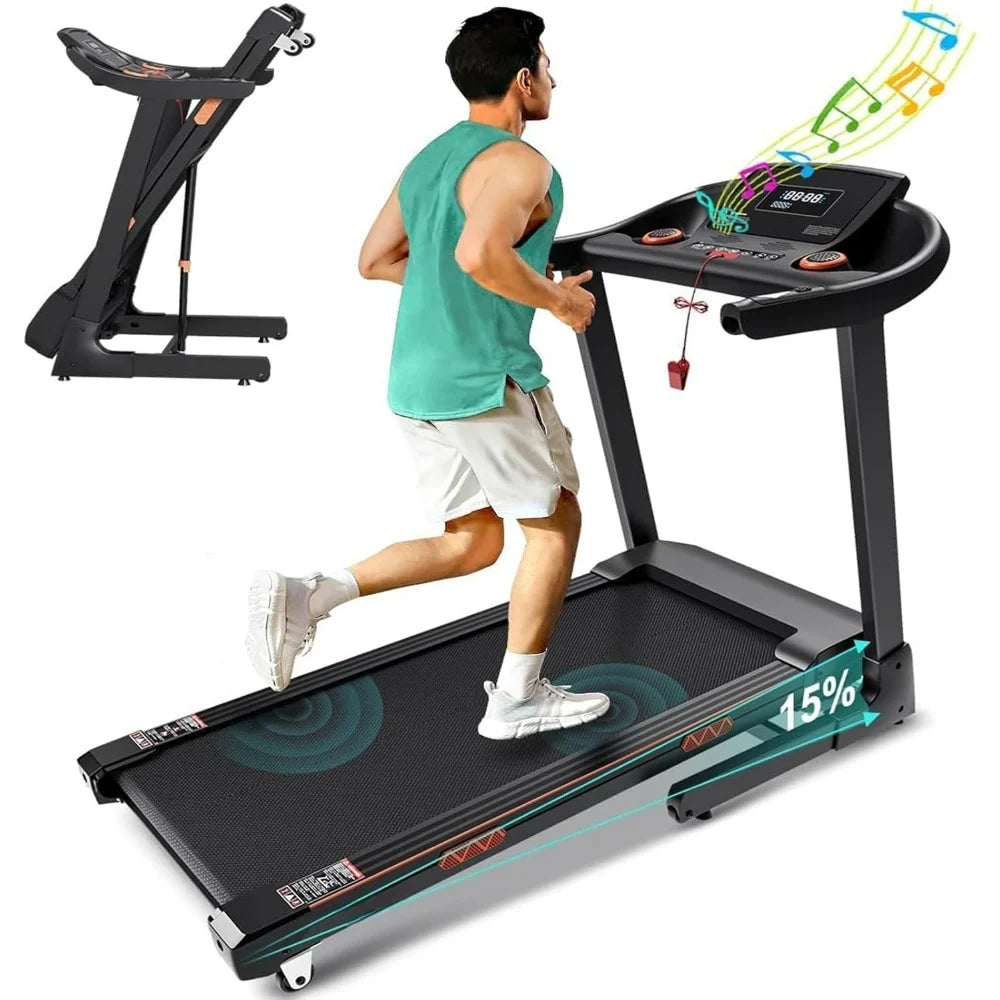 Home Treadmill with 15% Auto Incline, 3.5 HP Motor, and Wide Belt