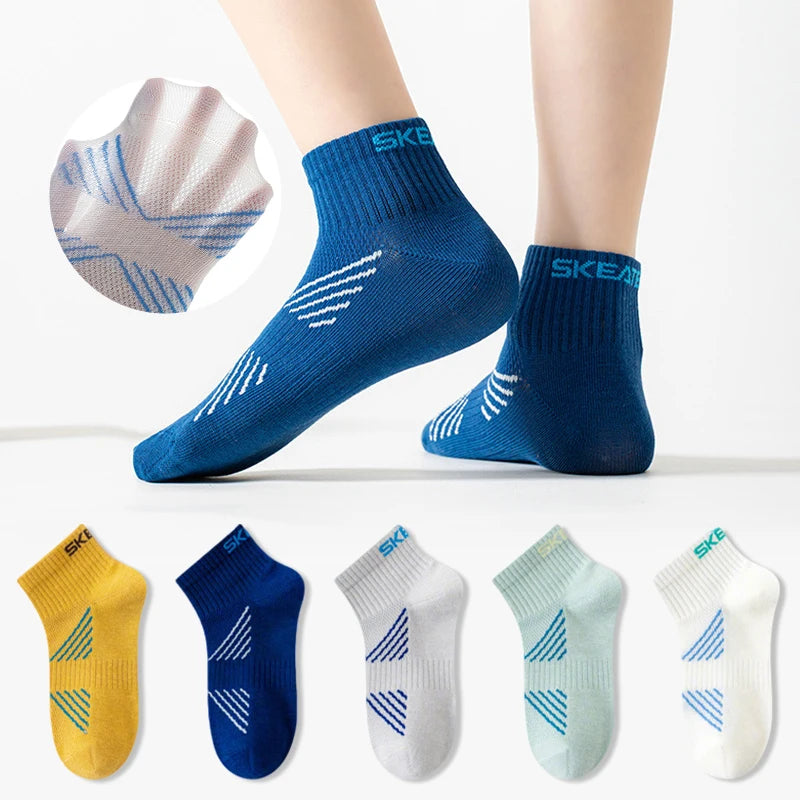 Kids' Seamless Mesh Running & Sports Ankle Socks (5 Pack)
