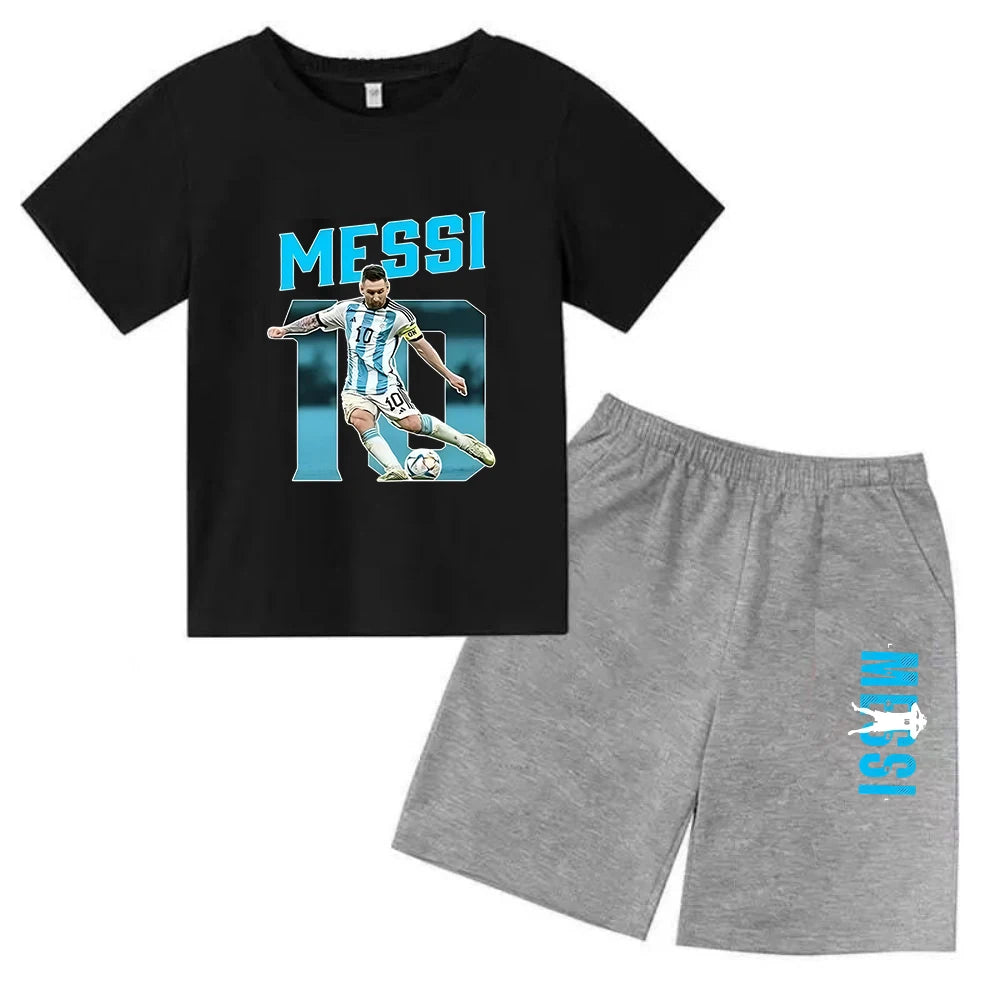 Kids' Messi Print Summer Set: Sporty T-Shirt & Shorts