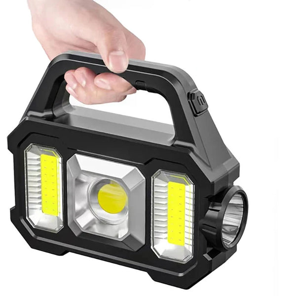 Solar Rechargeable Flashlight  Zoomable Waterproof  COB LED