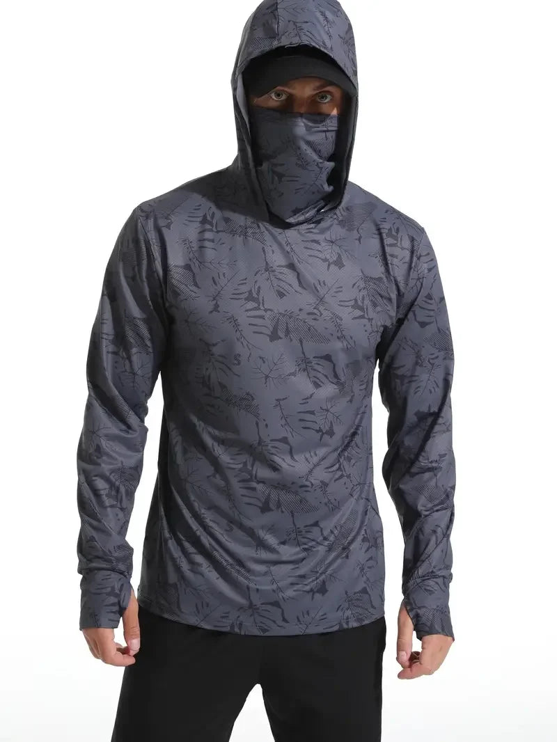 Men's UV Protection Fishing Hoodie with Face Mask