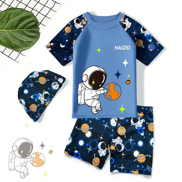 3-Piece Cartoon Swimsuit for Little Boys
