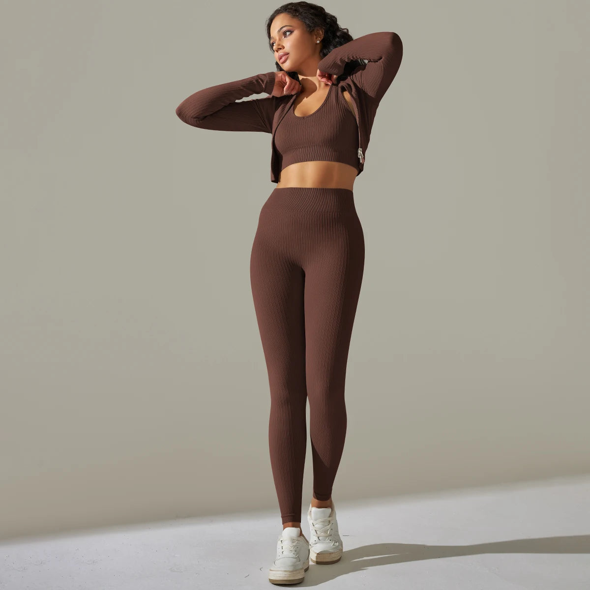 High-Waist, Long-Sleeve Yoga Suit