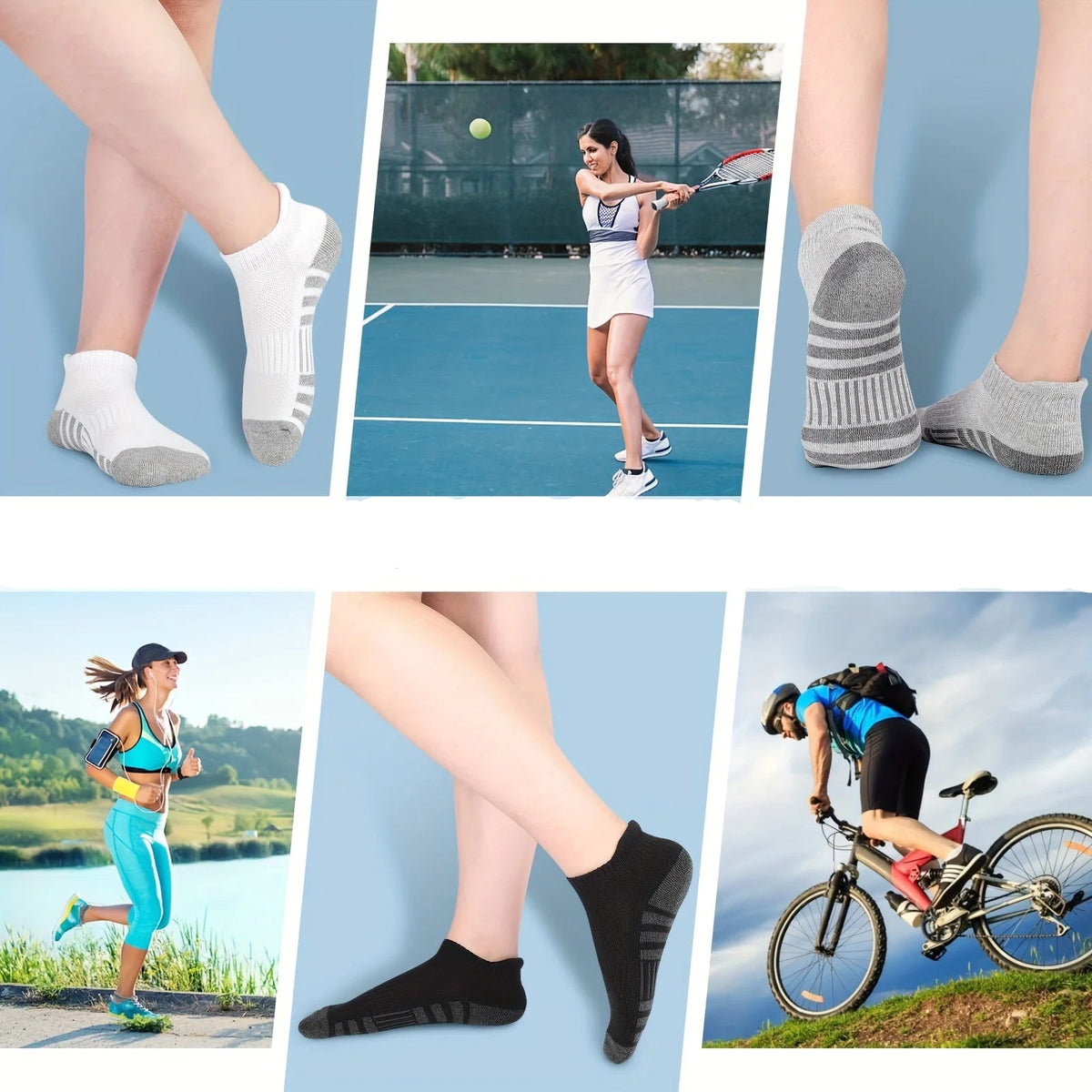Men's Low-Cut Sports Socks Breathable Mesh & Ankle Support