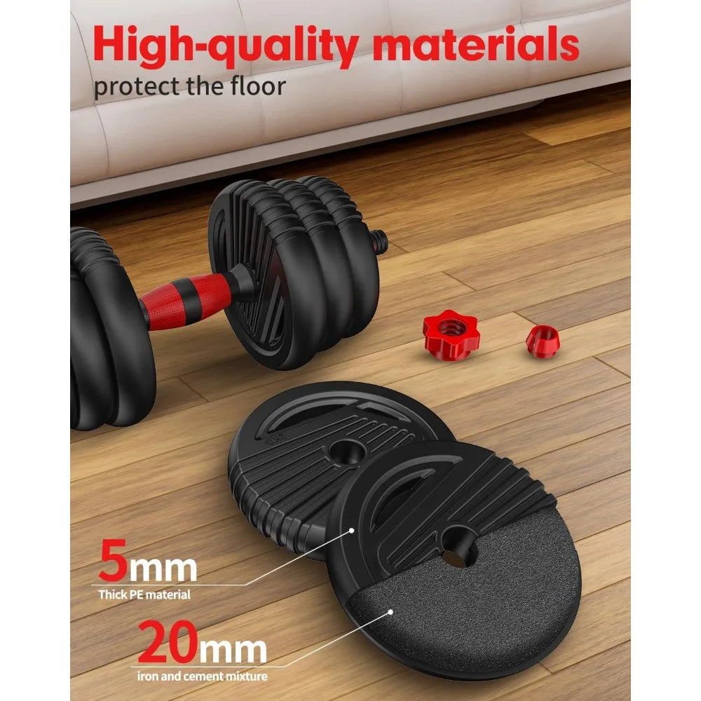 Space-Saving Adjustable Dumbbell Set (20-90lbs)