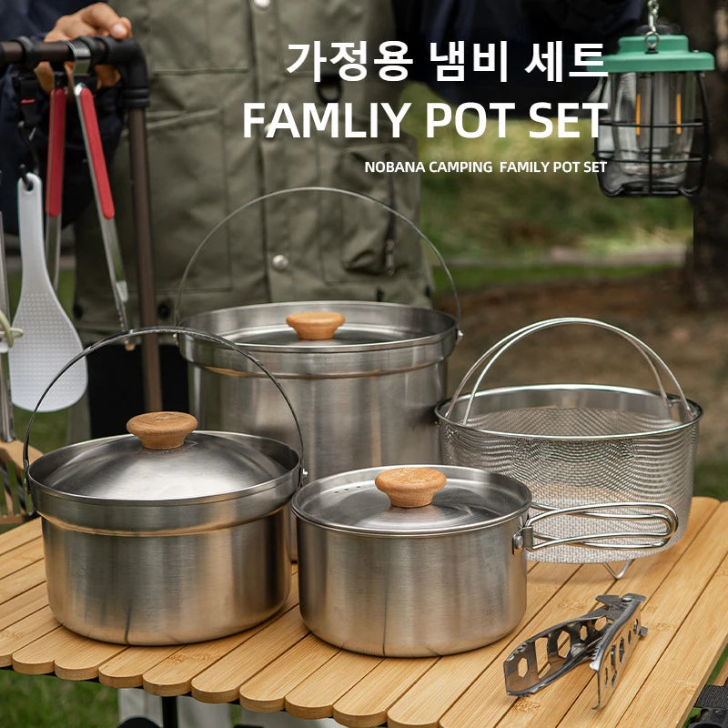 Outdoor Stainless Steel Pot Set for Camping, Picnic,Household