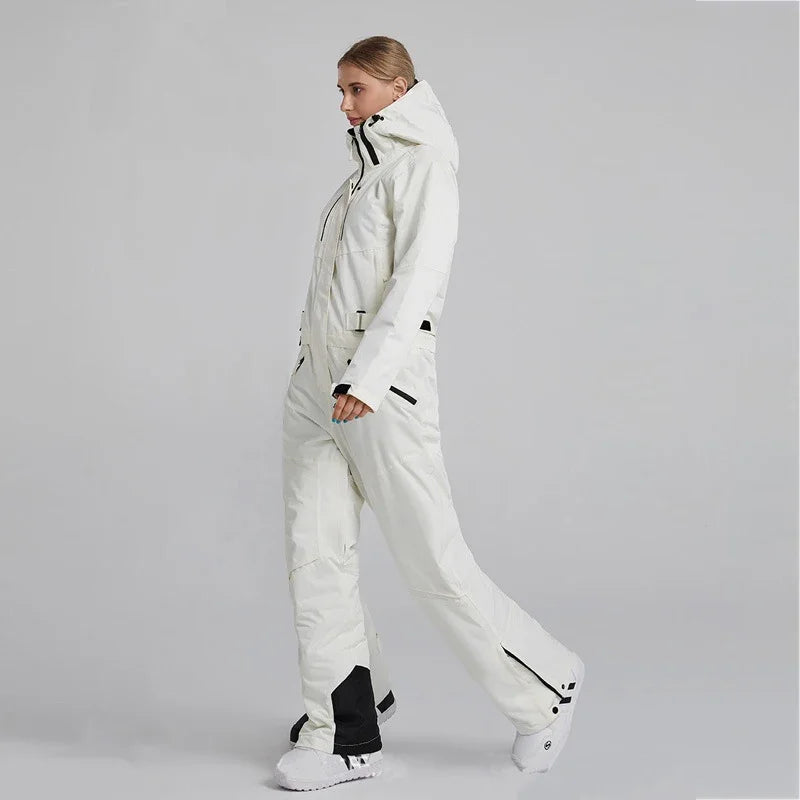 Waterproof One-Piece Snowsuit: Hooded Ski Jumpsuit for Snowboarding