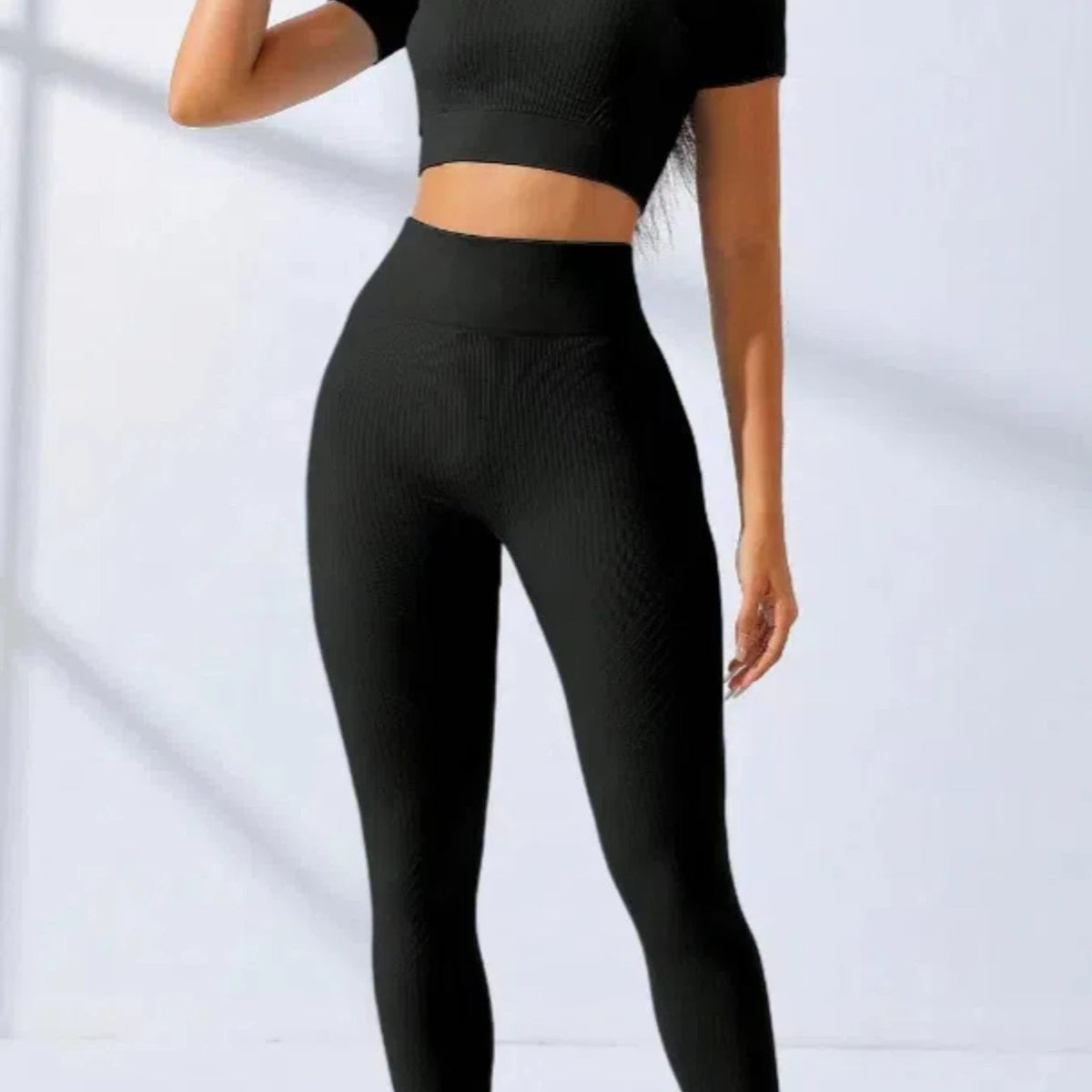Yoga Set 2 Pieces Women Tracksuits Workout Sportswear Gym Clothing Fitness Short Sleeves Long Leggings Suits 24 Hour Sport