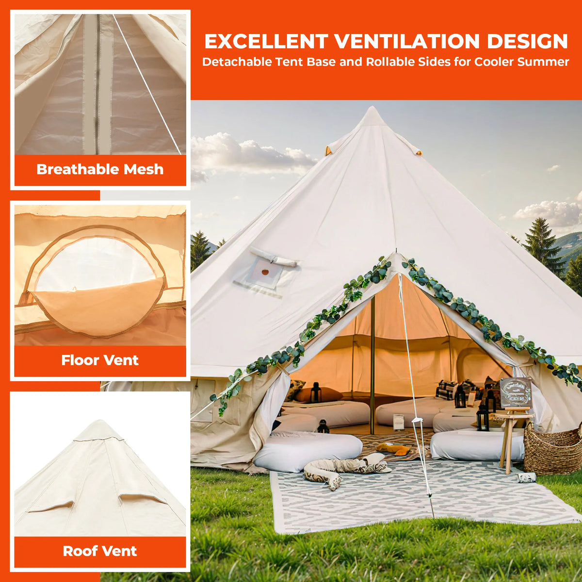 Single-Door Cotton Canvas Bell Tent