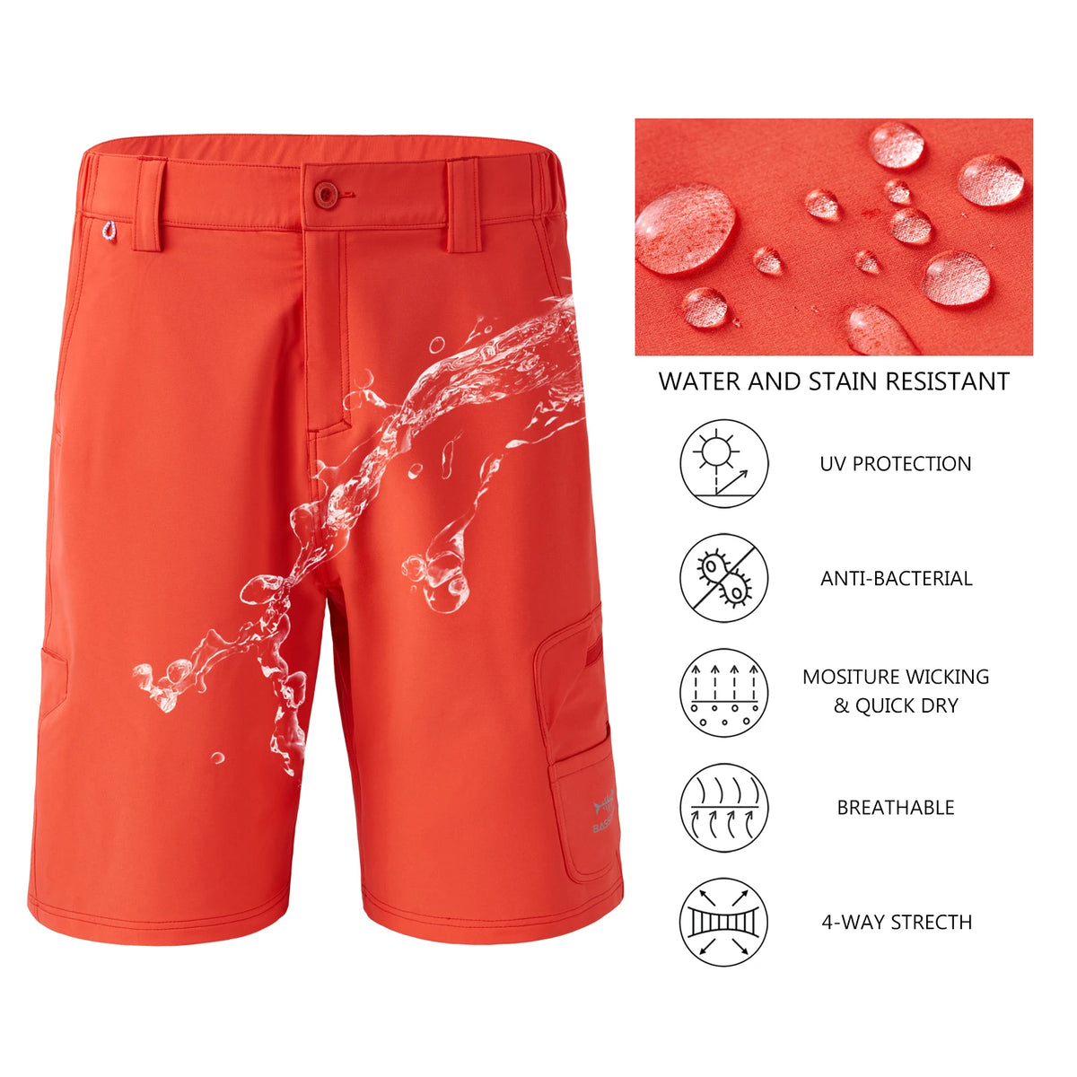 Bassdash Men's Waterproof Cargo Shorts