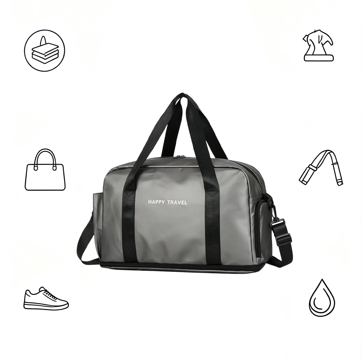 Large Travel Gym Bag Wet Dry Separation & Shoe Compartment