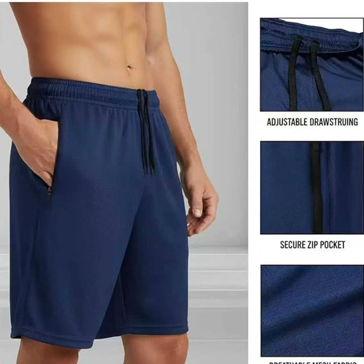 5-Pack Men's Mesh Athletic Shorts with Zipper Pockets Quick-Dry