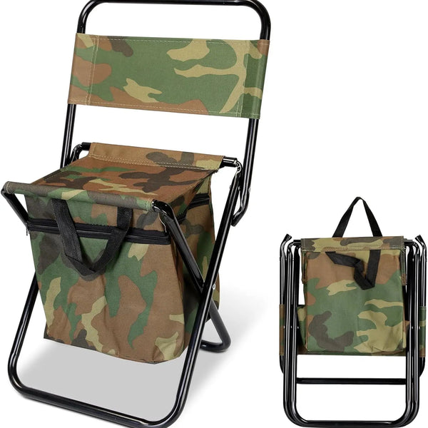 Portable Folding Fishing Chair with Built-In Cooler & Backrest