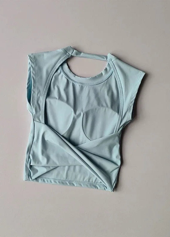 Slim Backless Yoga T-Shirt Vest with Built-In Pads