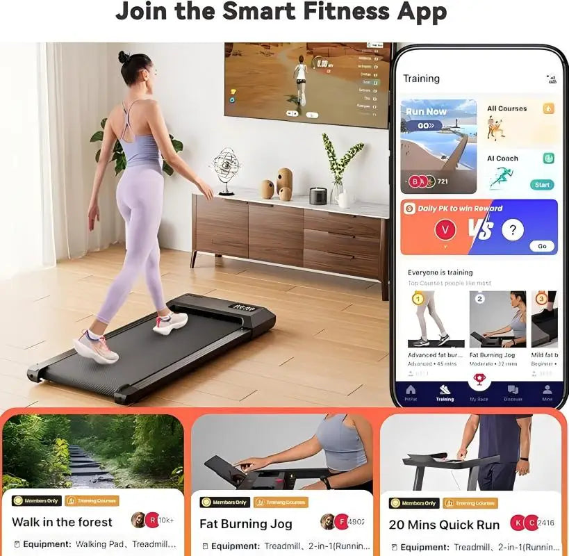 Compact Walking Treadmill for Home & Office with App & Remote