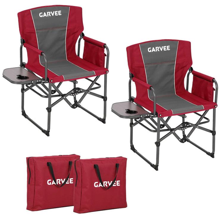 Heavy-Duty Portable Oversized Lawn Chair with Side Table & Cup Holder