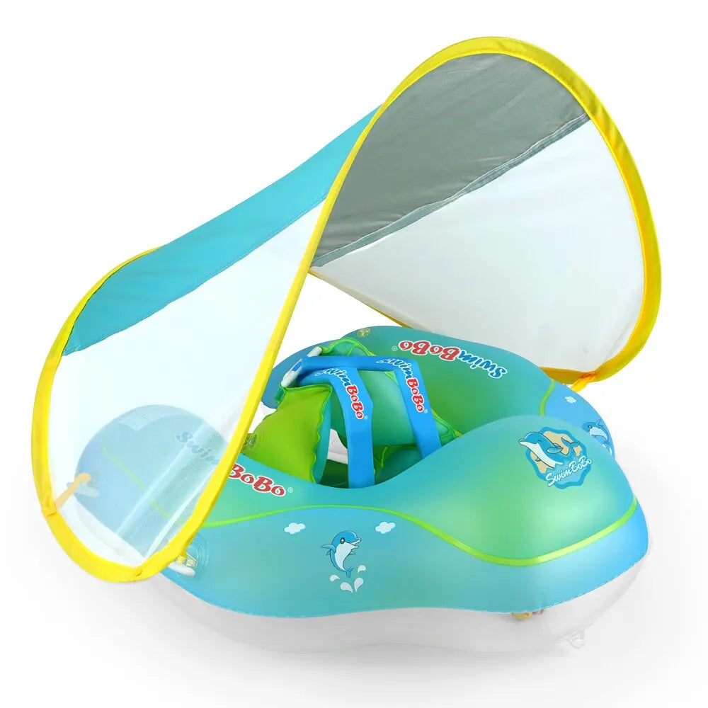 Happy Splashing: Inflatable Infant Pool Ring with Shade