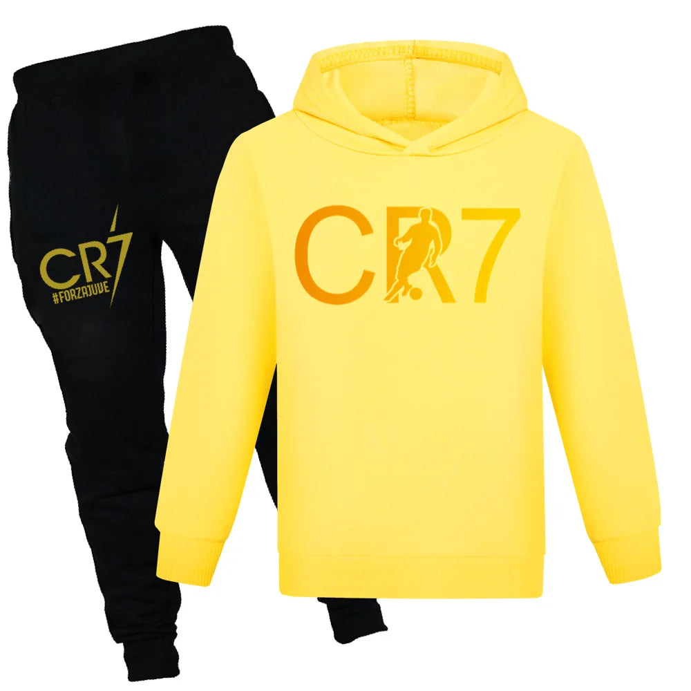 Kids CR7 Autumn Tracksuit Boys’ Football Hoodie & Joggers Set