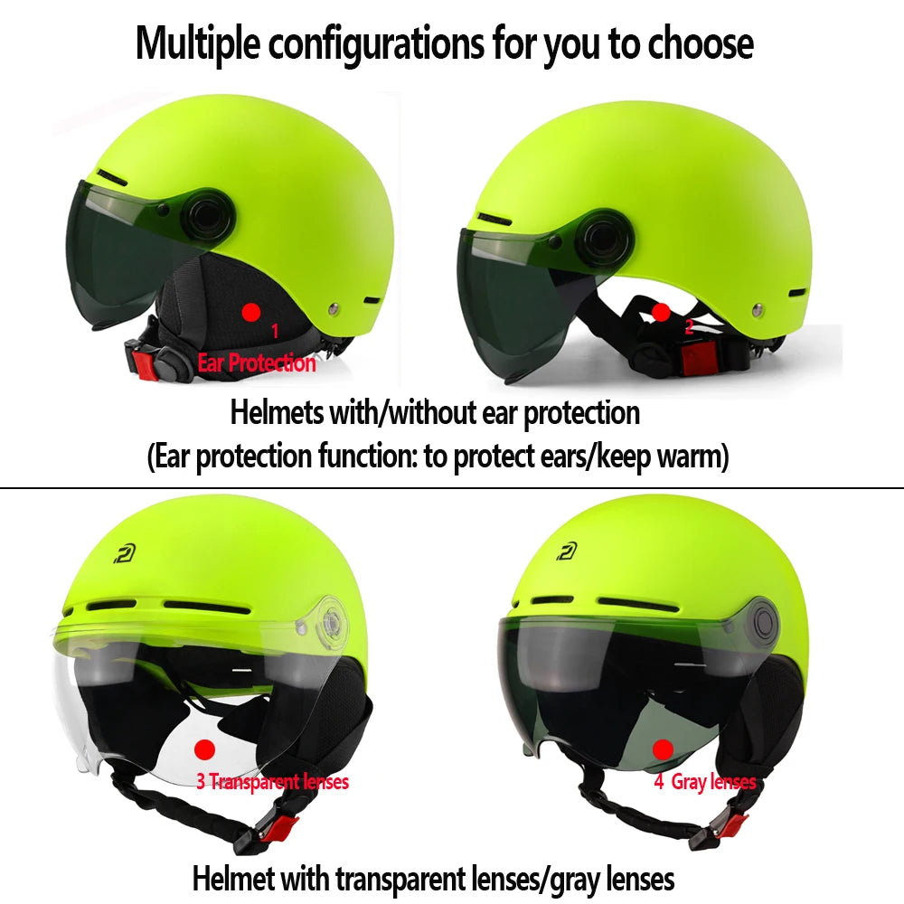 Cycling Helmet with Integrated Goggles and Ear Protection