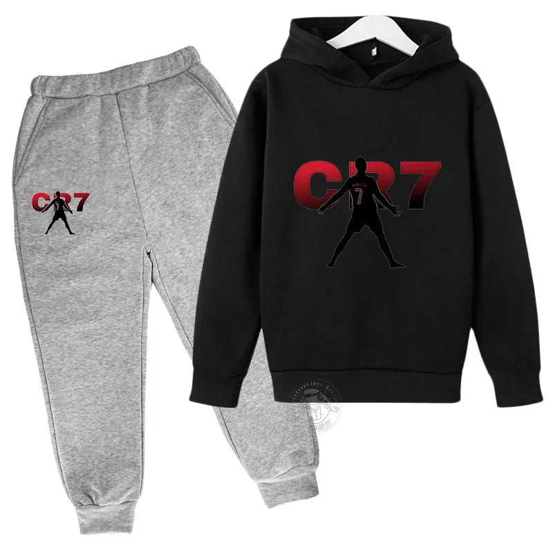 Kids CR7 Football Sportswear: Hoodies & Sweatpants Set