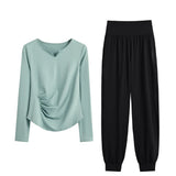 DRUR Yoga Outfit Women Autumn Lightweight Quick Dry Sportswear Set 2 Piece Running Athletic Shirt Pants Workout Clothes Yogawear 24 Hour Sport