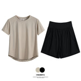 DRUR Summer Yoga Set Women Quick Dry Loose Tracksuit Short Sleeve Gym Tops Sports Shorts Suits Sportswear Outfits Activewear New 24 Hour Sport