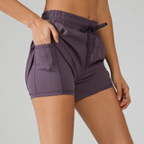 Women's Sports Jogging Loose Three Part Shorts Elastic Double Layer Side Pocket Breathable Running Fitness Leisure Yoga Shorts 24 Hour Sport