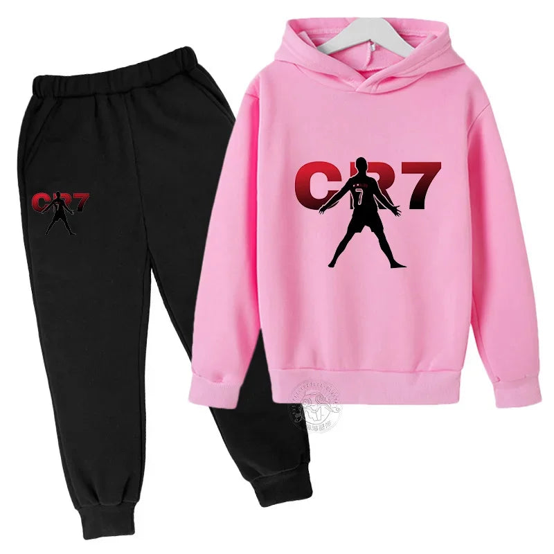 Kids CR7 Football Sportswear: Hoodies & Sweatpants Set