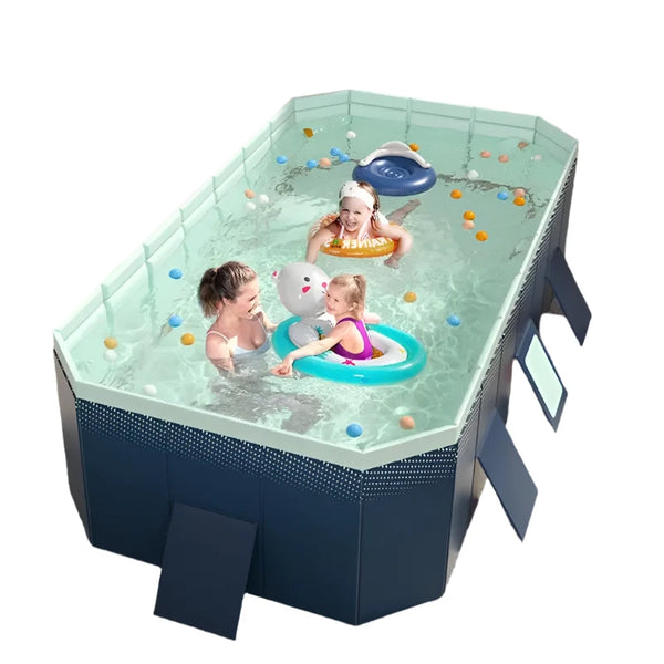 Spacious, Non-Inflatable PVC Pool: Easy Set-Up & Foldable for Family FunSwimming Pool24 Hour Sport