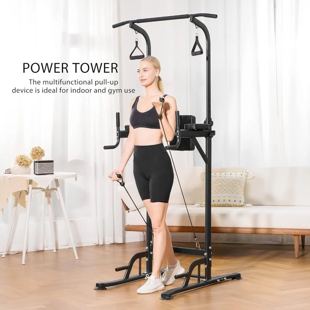 Adjustable Power Tower with Dip Station and Pull-Up Bar