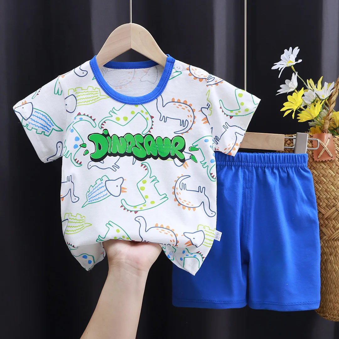 Kid's Summer Cotton Bear T-Shirt & Shorts 2-Piece Set