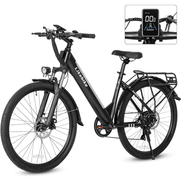 26" Electric Bicycle with Front Suspension - 20MPH & 7-Speed