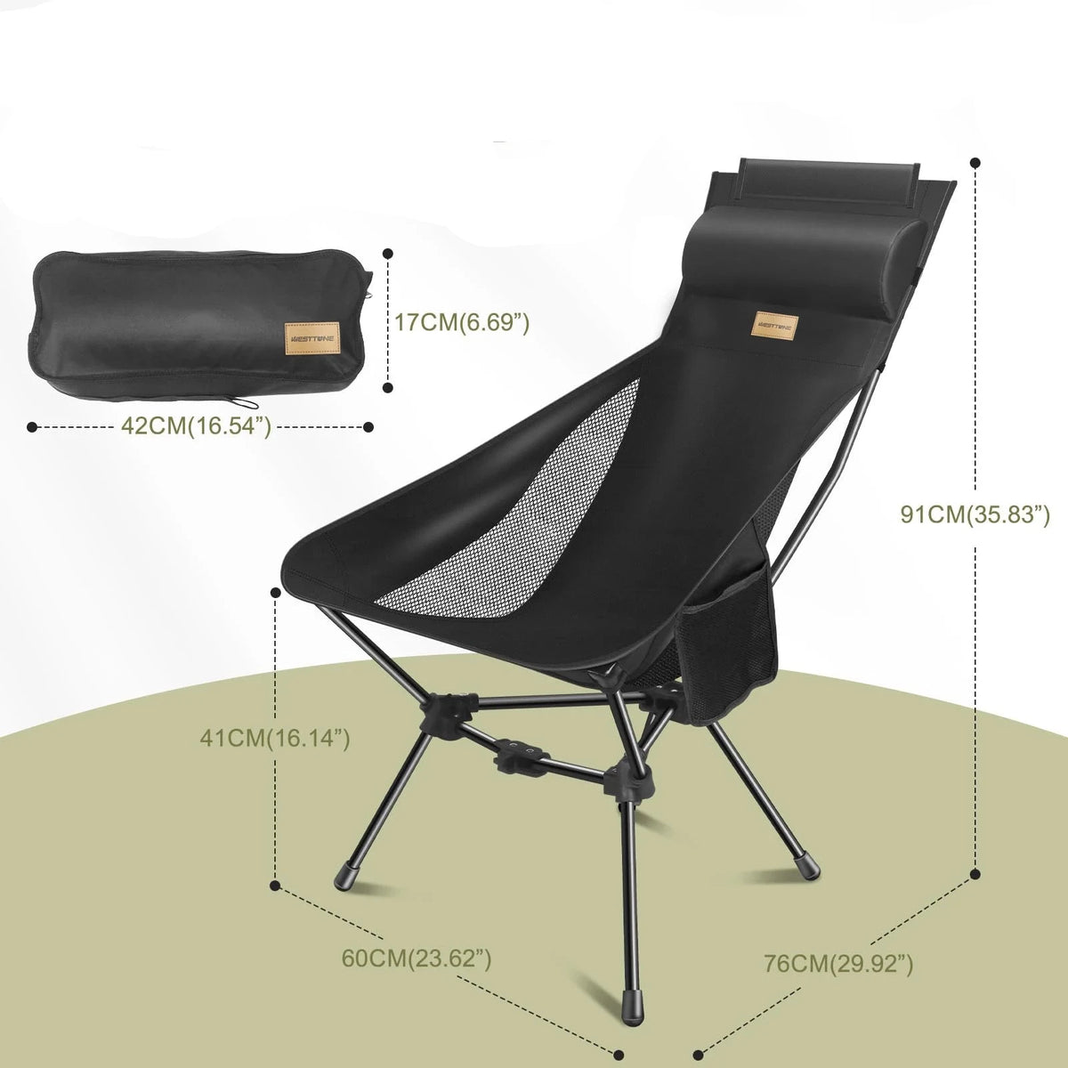 Compact Camping Chair with Headrest