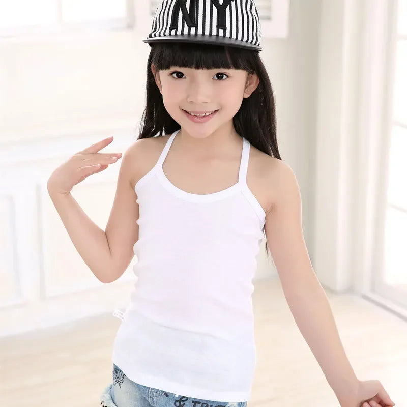 Kids Summer Sleeveless Outfit Solid Cotton Casual Vest