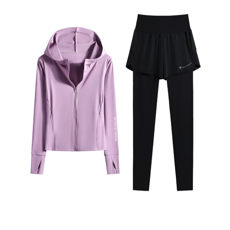 Women's Gym Sets: High-Waisted Leggings & Jacket