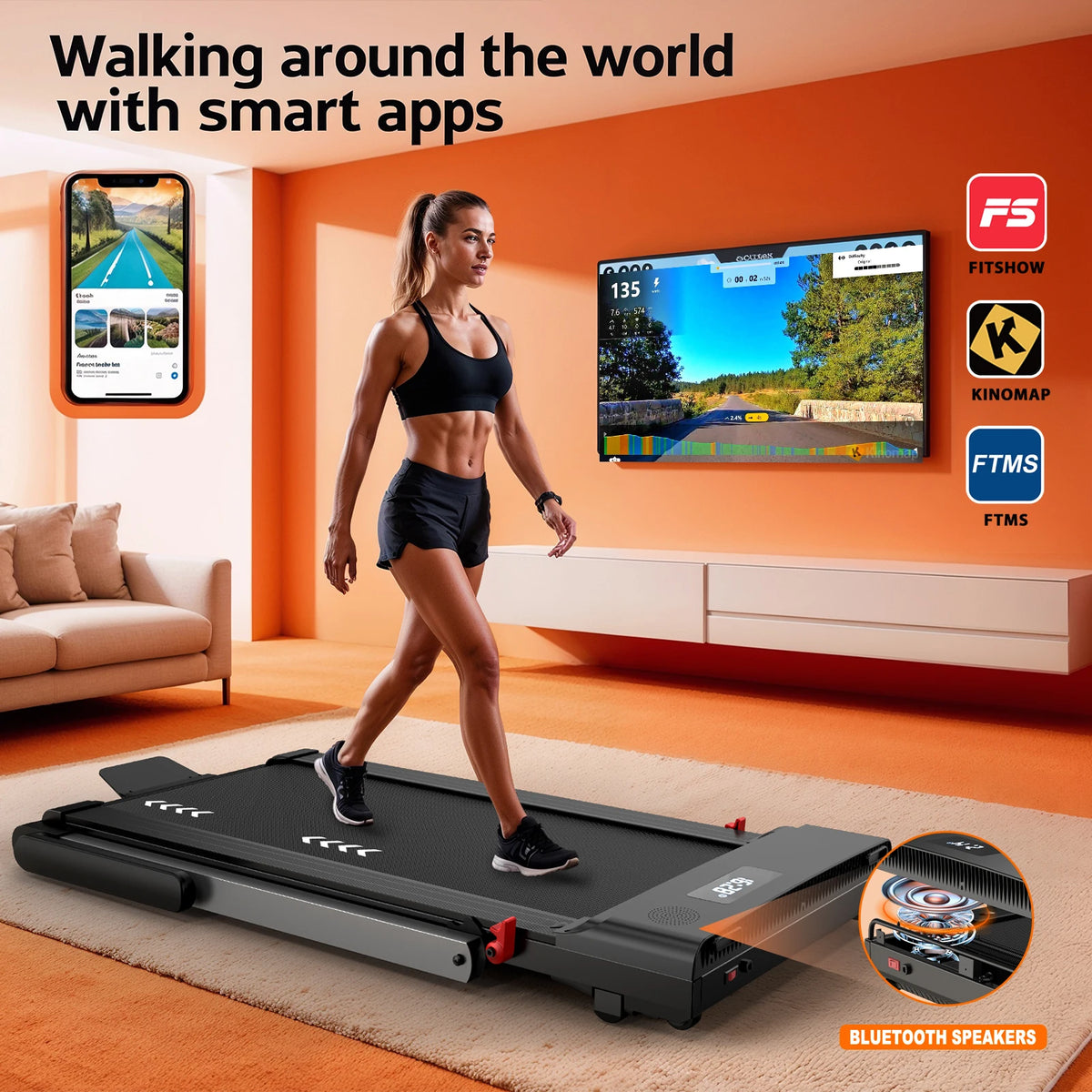 Foldable Home Treadmill: Dual LED & App Compatible
