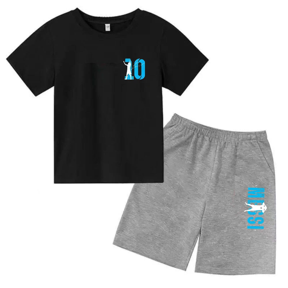 Kids' Messi Print Summer Set: Sporty T-Shirt & Shorts