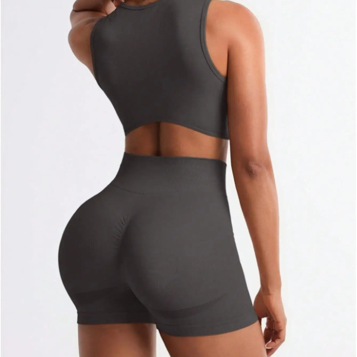 Women's High-Waisted Shorts & Crop Tank Gym Set
