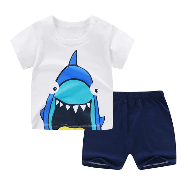 Kid's Summer Cotton Bear T-Shirt & Shorts 2-Piece Set