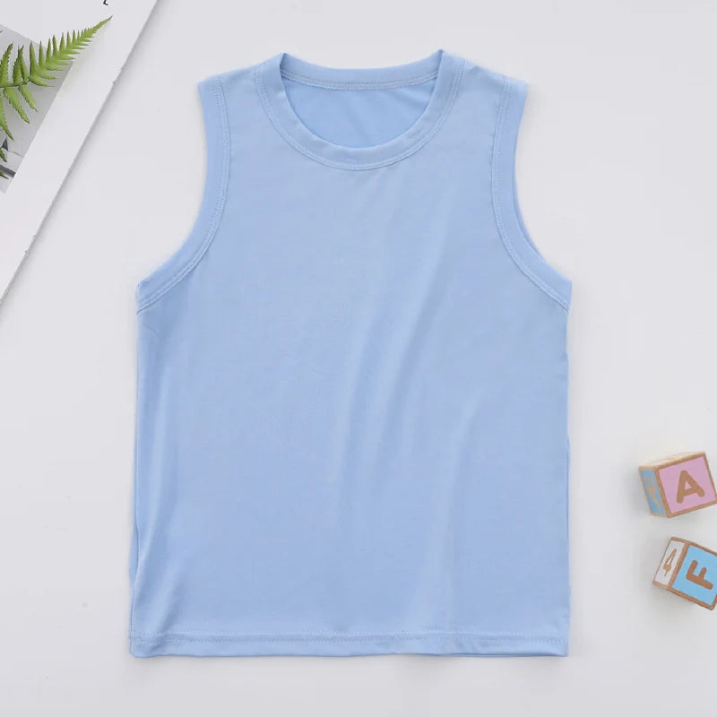 Children's 4-Piece Solid Basic Vests Soft & Comfortable