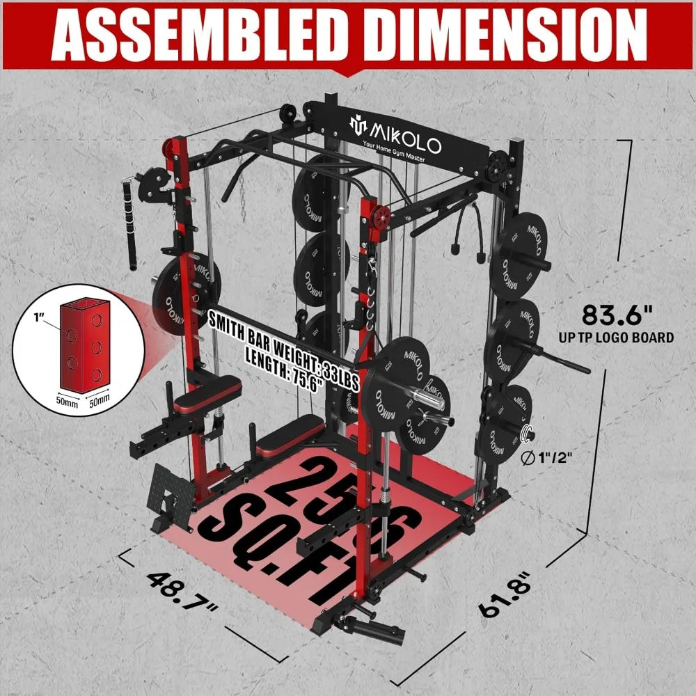 All-in-One Home Gym: Smith Machine, Lat Pulldown, & Cable Crossover