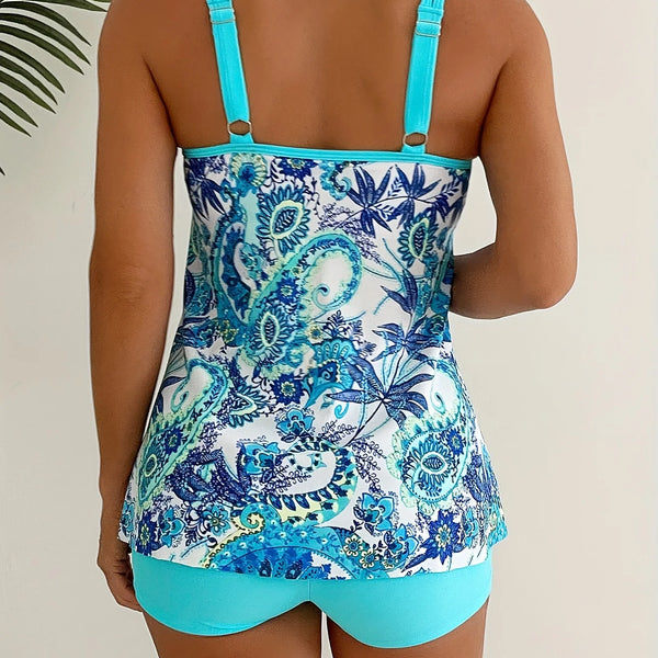 Women's Paisley Leaf Print Two-Piece Swimsuit