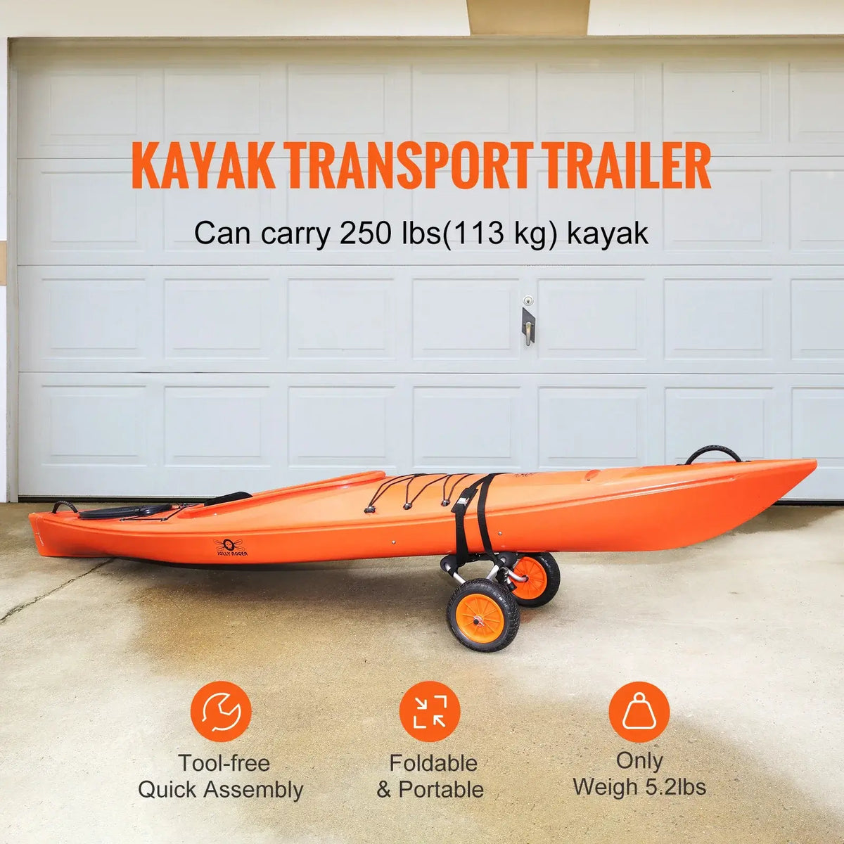 SucceBuy Kayak Cart - 250lbs Canoe Trolley with 10" TiresSport tools24 Hour Sport