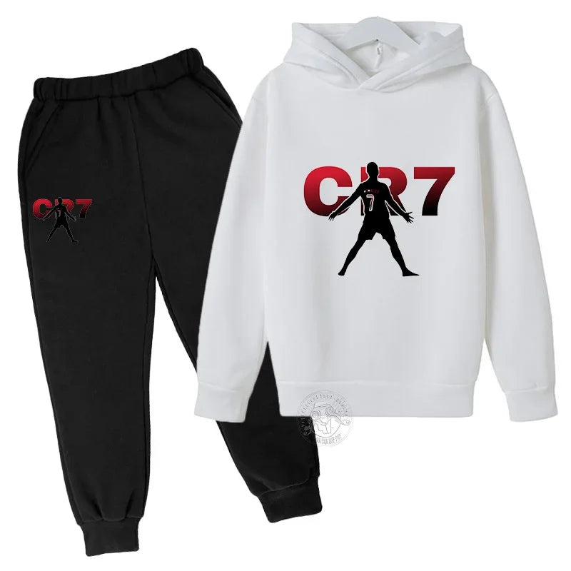 Kids CR7 Football Sportswear: Hoodies & Sweatpants Set