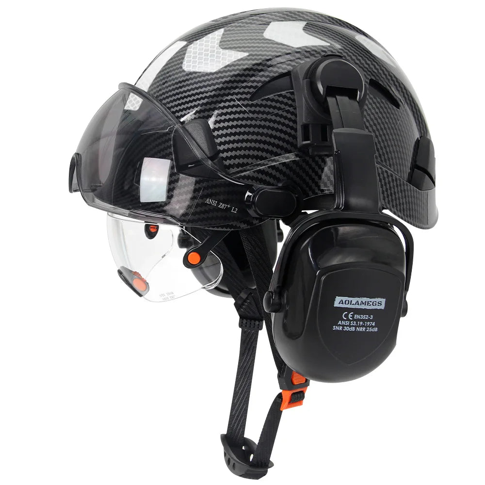 Total Head Protection: Safety Helmet with Visor and Earmuffs