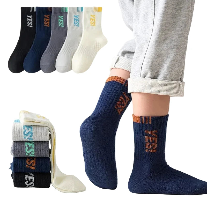 5-Pack Boys' Cotton Football & Striped Socks