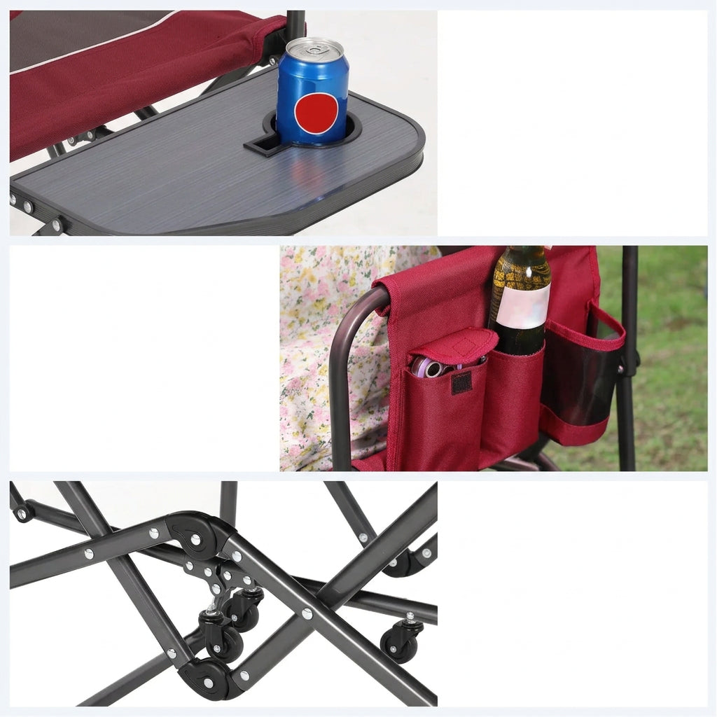 Heavy-Duty Portable Oversized Lawn Chair with Side Table & Cup Holder